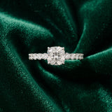 White gold Cushion Cut Diamond Solitaire Ring with U-Prong Diamond Band and Four Prong Setting_37