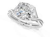 White gold Cushion Cut Diamond Solitaire Twist Band Prong Setting Ring_72