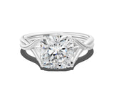 White gold Cushion Cut Diamond Solitaire Twist Band Prong Setting Ring_73