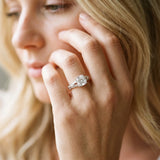 White gold Cushion Cut Diamond Split Shank Engagement Ring with Pavé Band_72