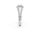 White gold Cushion Cut Diamond Split Shank Halo Ring with Four-Prong Setting_70