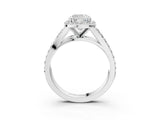 White gold Cushion Cut Diamond Split Shank Halo Ring with Four-Prong Setting_71