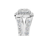 White gold Cushion Cut Diamond Split Shank Halo Ring with Four-Prong Setting_71