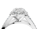 White gold Cushion Cut Diamond Split Shank Halo Ring with Four-Prong Setting_71