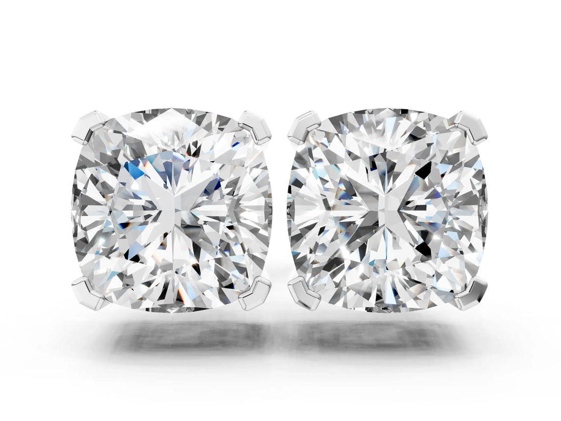 Platinum 2.00 Carat F VS1 Cushion Diamond Stud Earrings
