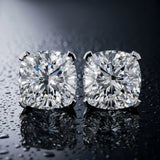 Platinum 2.00 Carat F VS1 Cushion Diamond Stud Earrings