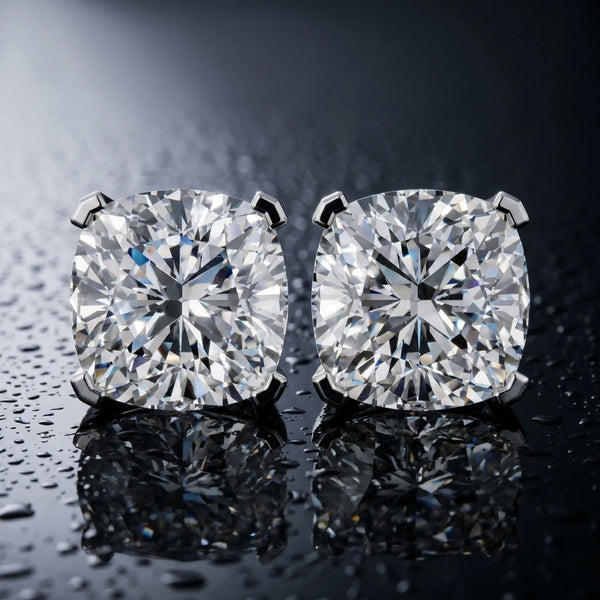 Platinum 2.07 Carat D VVS2 Cushion Diamond Stud Earrings
