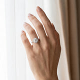 White gold Cushion Cut Diamond Sunburst Halo Engagement Ring with Pavé Band_165