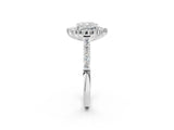 White gold Cushion Cut Diamond Sunburst Halo Engagement Ring with Pavé Band_71