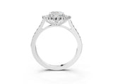 White gold Cushion Cut Diamond Sunburst Halo Engagement Ring with Pavé Band_72