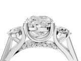 White gold Cushion Cut Diamond Three-Stone Engagement Ring with Prong Setting and Pavé Band_23