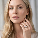 White gold Cushion Cut Diamond Three-Stone Ring with Channel Set Band and Four-Prong Setting_82