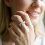 White gold Cushion Cut Diamond Three-Stone Ring with Channel Set Band and Four-Prong Setting_84