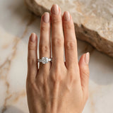 White gold Cushion Cut Diamond Three-Stone Ring with Pavé Split Shank and Four-Prong Setting_92