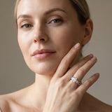 White gold Cushion Cut Diamond Three-Stone Ring with Pavé Split Shank and Four-Prong Setting_93