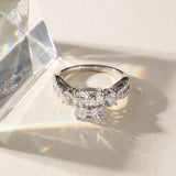 White gold Cushion Cut Diamond Three-Stone Ring with Pavé Split Shank and Four-Prong Setting_95