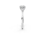 White gold Cushion Cut Diamond Three-Stone Ring with Pear Side Stones and Four-Prong Setting_116