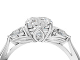White gold Cushion Cut Diamond Three-Stone Ring with Pear Side Stones and Four-Prong Setting_118