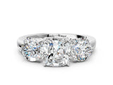 White gold Cushion Cut Diamond Three-Stone Ring with Prong Setting and Classic Band_79