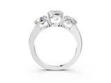 White gold Cushion Cut Diamond Three-Stone Ring with Prong Setting and Classic Band_82