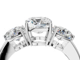 White gold Cushion Cut Diamond Three-Stone Ring with Prong Setting and Classic Band_83