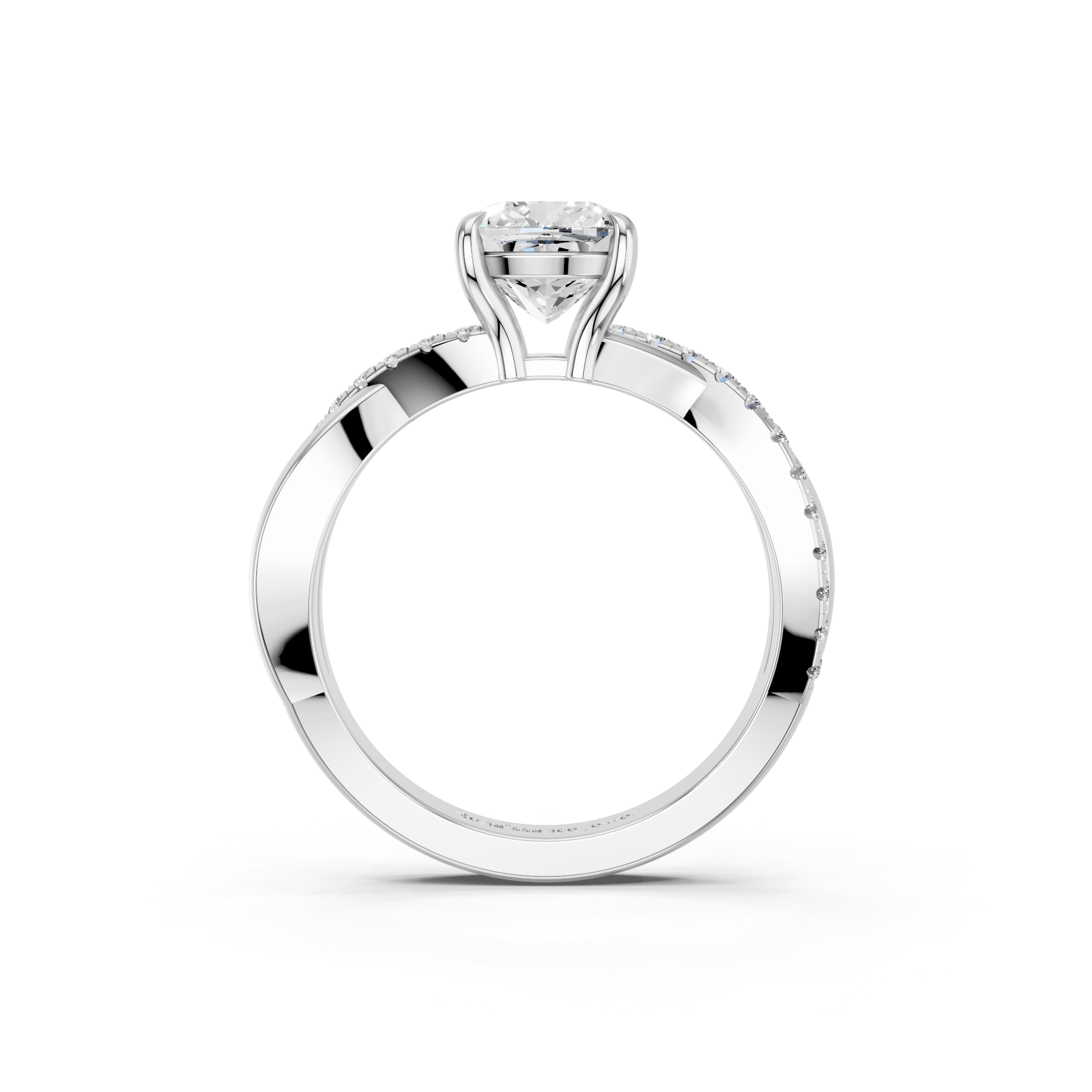 White gold Cushion Cut Diamond Twist Band Solitaire with Prong Setting_29