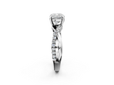 White gold Cushion Cut Diamond Twist Band Solitaire with Prong Setting_74