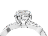 White gold Cushion Cut Diamond Twist Band Solitaire with Prong Setting_76