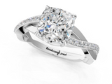 White gold Cushion Cut Diamond Twisted Band Engagement Ring with Prong Setting_40