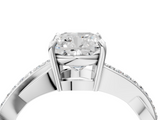 White gold Cushion Cut Diamond Twisted Band Engagement Ring with Prong Setting_43