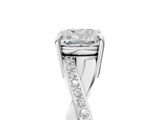 White gold Cushion Cut Diamond Twisted Band Engagement Ring with Prong Setting_44