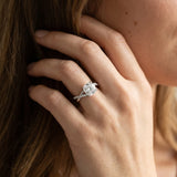 White gold Cushion Cut Diamond Twisted Band with Pavé Setting and Four-Prong Setting_14