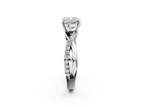 White gold Cushion Cut Diamond Twisted Band with Pavé Setting and Four-Prong Setting_57