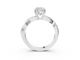 White gold Cushion Cut Diamond Twisted Band with Pavé Setting and Four-Prong Setting_58