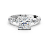 White gold Cushion Cut Diamond Vine Band with Four-Prong Setting_90