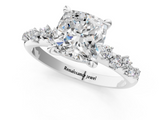 White gold Cushion Cut Diamond Vine Band with Four-Prong Setting_91
