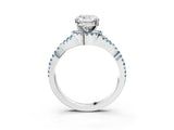 White gold Cushion Cut Diamond with Aquamarine side stone Halo Twist Band Solitaire Prong Setting Ring_40