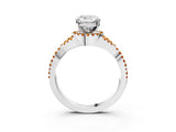 White gold Cushion Cut Diamond with Citrine side stone Halo Twist Band Solitaire Prong Setting Ring_15