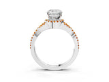 White gold Cushion Cut Diamond with Citrine side stone Halo Twist Band Solitaire Prong Setting Ring_39