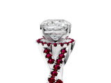 White gold Cushion Cut Diamond with Garnet side stone Halo Twist Band Solitaire Prong Setting Ring_41