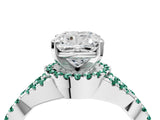 White gold Cushion Cut Diamond with Green Sapphire side stone Halo Twist Band Solitaire Prong Setting Ring_28
