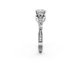 White gold Cushion Cut Diamond with Milgrain Marquise and Bezel Accents on a Solitaire Band with Prong Setting_252