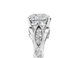 White gold Cushion Cut Diamond with Milgrain Marquise and Bezel Accents on a Solitaire Band with Prong Setting_255