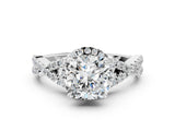 White gold Cushion Cut Diamond with Moissanite side stone Halo Twist Band Solitaire Prong Setting Ring_24