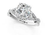 White gold Cushion Cut Diamond with Moissanite side stone Halo Twist Band Solitaire Prong Setting Ring_25