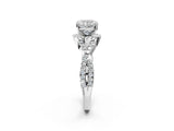 White gold Cushion Cut Diamond with Moissanite side stone Halo Twist Band Solitaire Prong Setting Ring_26