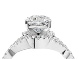 White gold Cushion Cut Diamond with Moissanite side stone Halo Twist Band Solitaire Prong Setting Ring_28