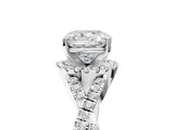 White gold Cushion Cut Diamond with Moissanite side stone Halo Twist Band Solitaire Prong Setting Ring_29