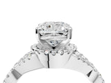White gold Cushion Cut Diamond with Moissanite side stone Halo Twist Band Solitaire Prong Setting Ring_4