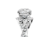 White gold Cushion Cut Diamond with Moissanite side stone Halo Twist Band Solitaire Prong Setting Ring_5